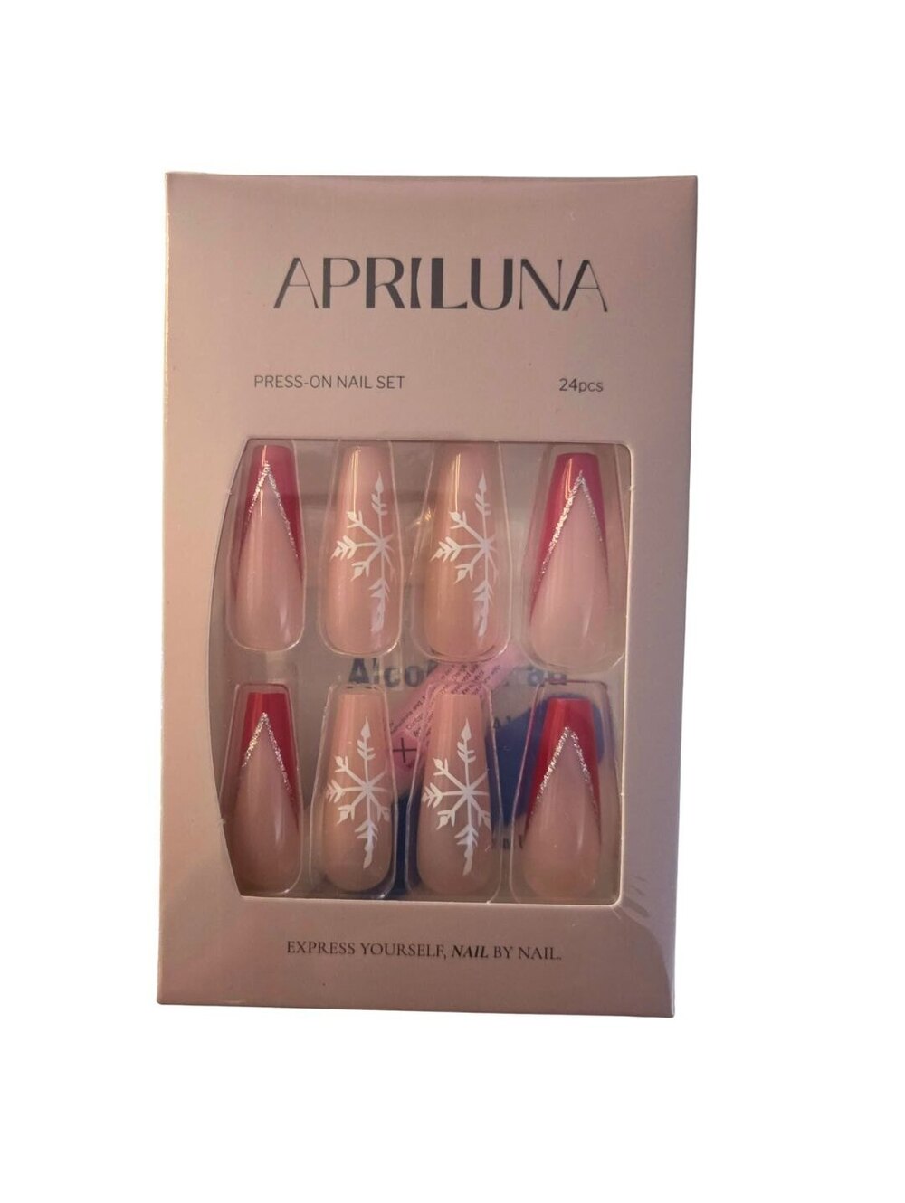 Snowflake Press On Nail Set 24pcs Christmas Holiday Design New & Sealed